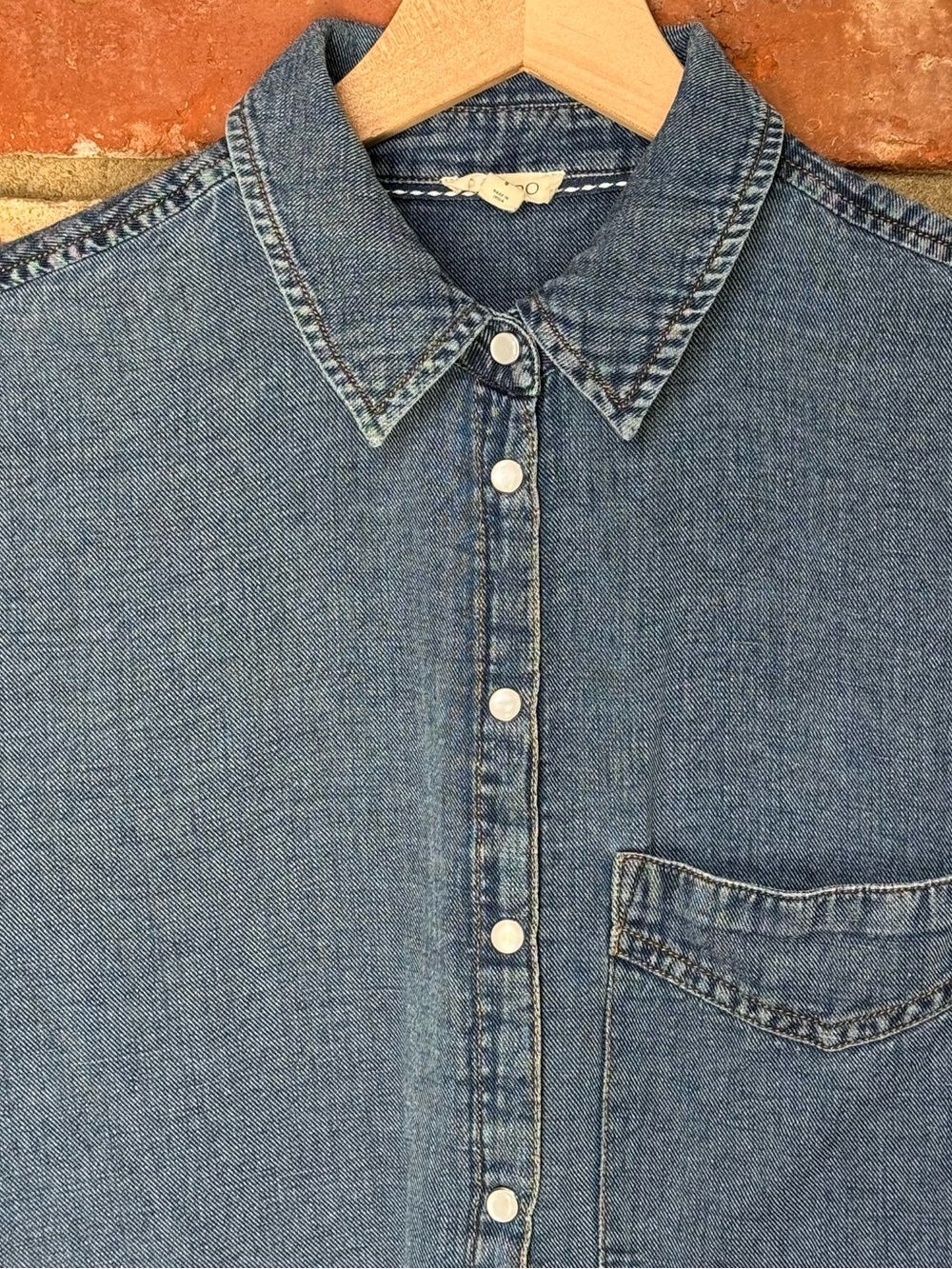 Anthropologie Pilcro Denim Long-Sleeve Buttondown Dress Size Small Blue Midi - Picture 4 of 12